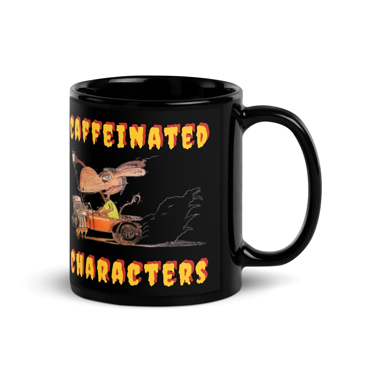 Caffeinated Characters Rat Rod, 11oz Black Glossy Mug