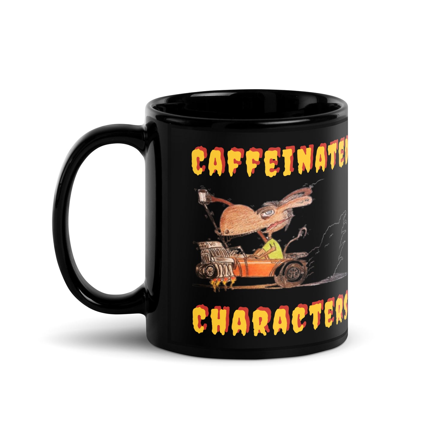 Caffeinated Characters Rat Rod, 11oz Black Glossy Mug