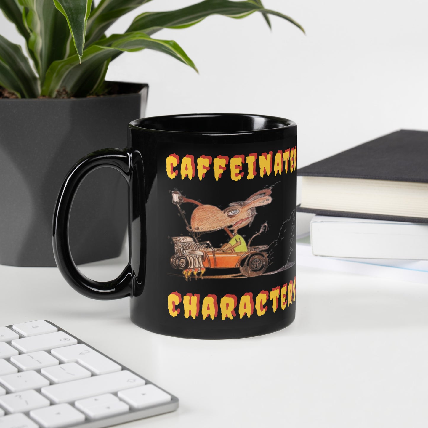 Caffeinated Characters Rat Rod, 11oz Black Glossy Mug