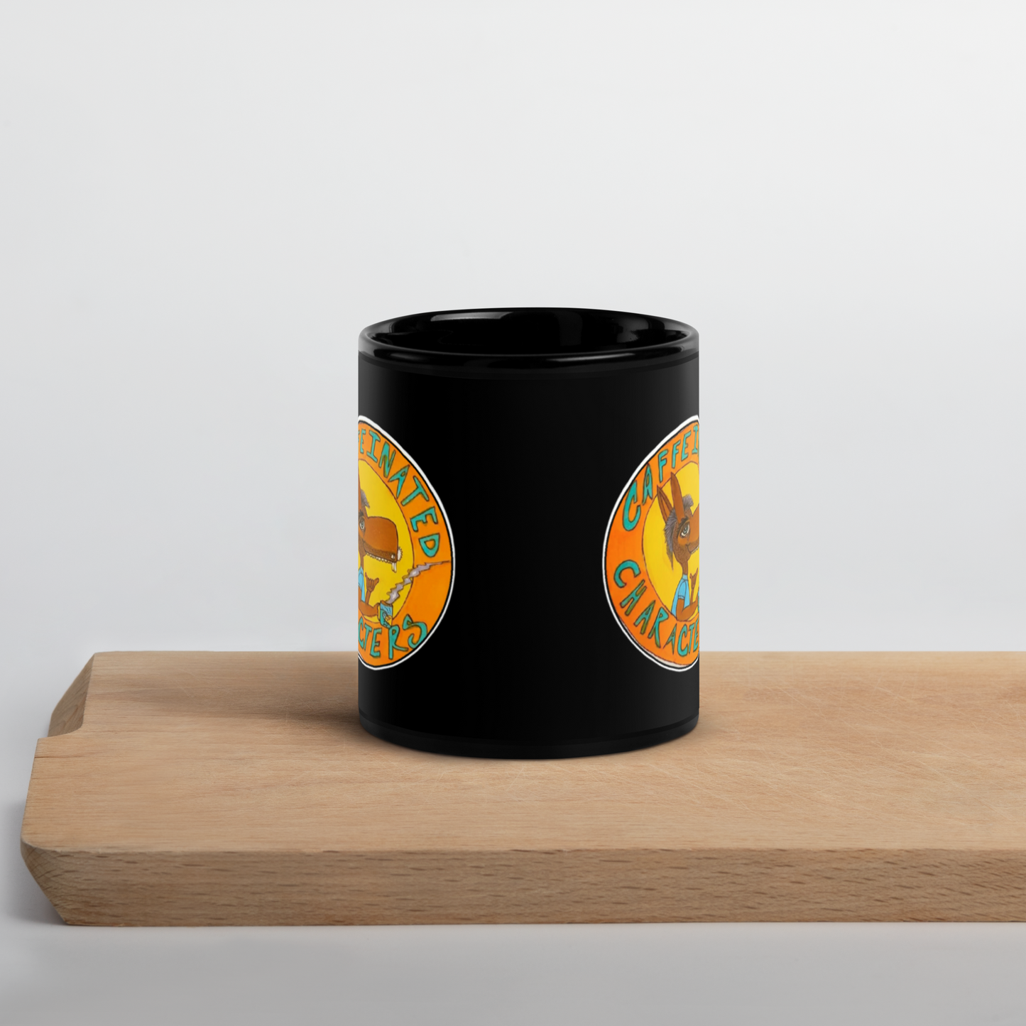 Caffeinated Characters Orange and Yellow logo 11oz mug