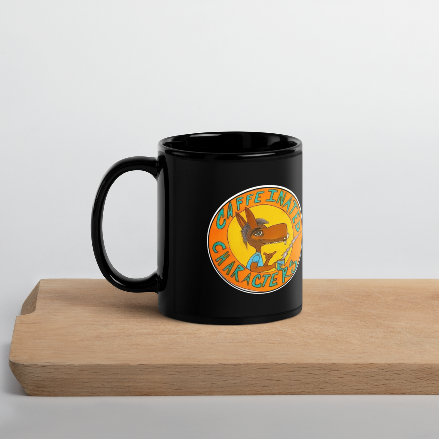 Caffeinated Characters Orange and Yellow logo 11oz mug