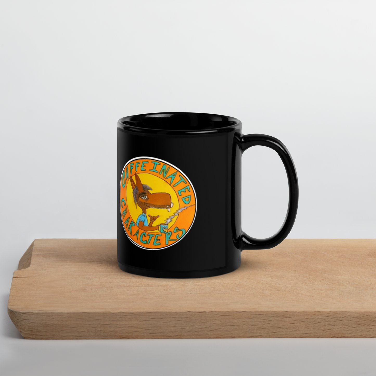 Caffeinated Characters Orange and Yellow logo 11oz mug