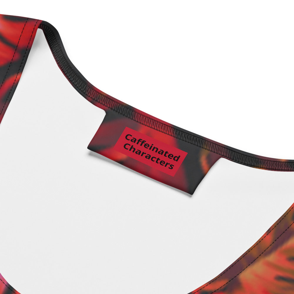 Caffeinated Characters Drop Dead Red Tropical pattern form fitting dre