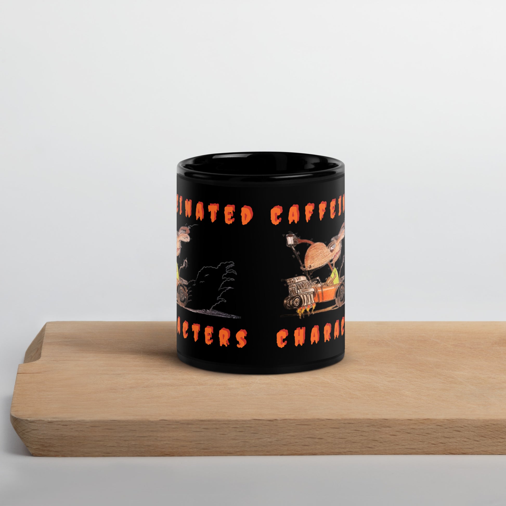 Caffeinated Characters Rat Rod, 11oz Black Glossy Mug