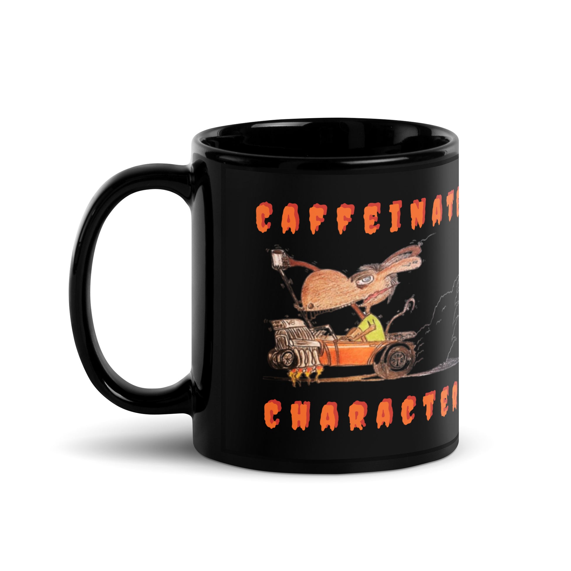 Caffeinated Characters Rat Rod, 11oz Black Glossy Mug