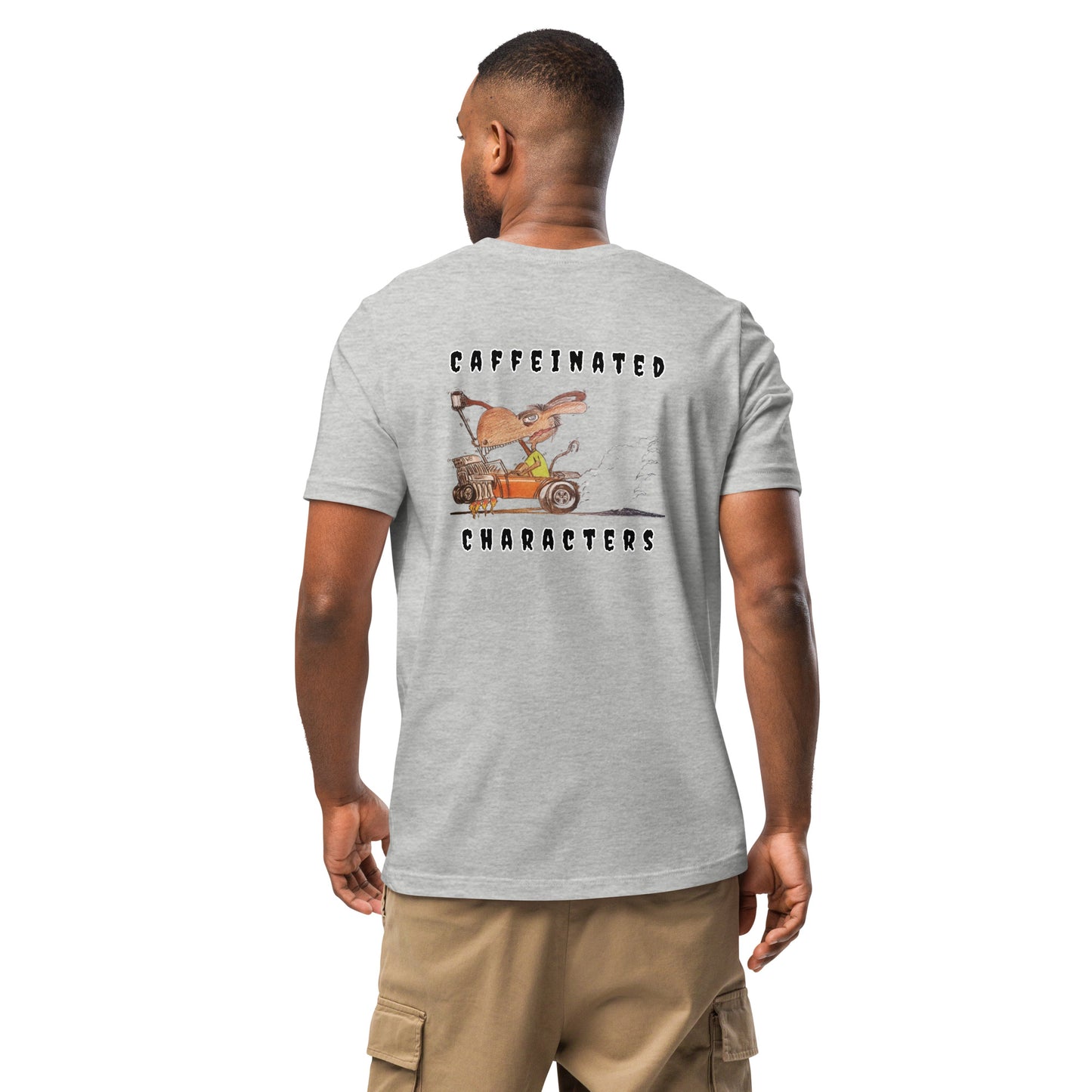 Caffeinated Characters Rat Rod Unisex T-Shirts in Black and Athletic Heather Colors