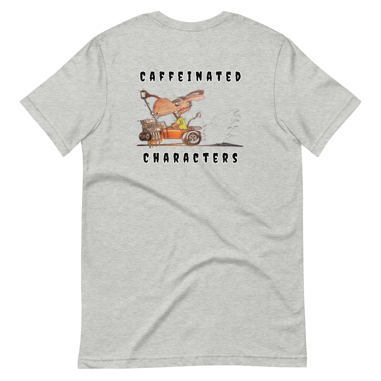 Caffeinated Characters Rat Rod Unisex T-Shirts in Black and Athletic Heather Colors