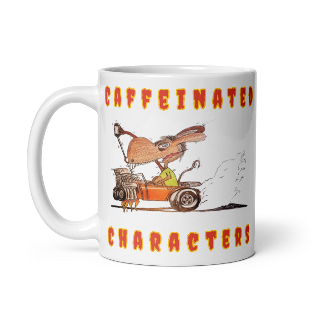 Caffeinated Characters Rat Rod White Glossy Coffee Mug, 11 oz,15 oz,20 oz