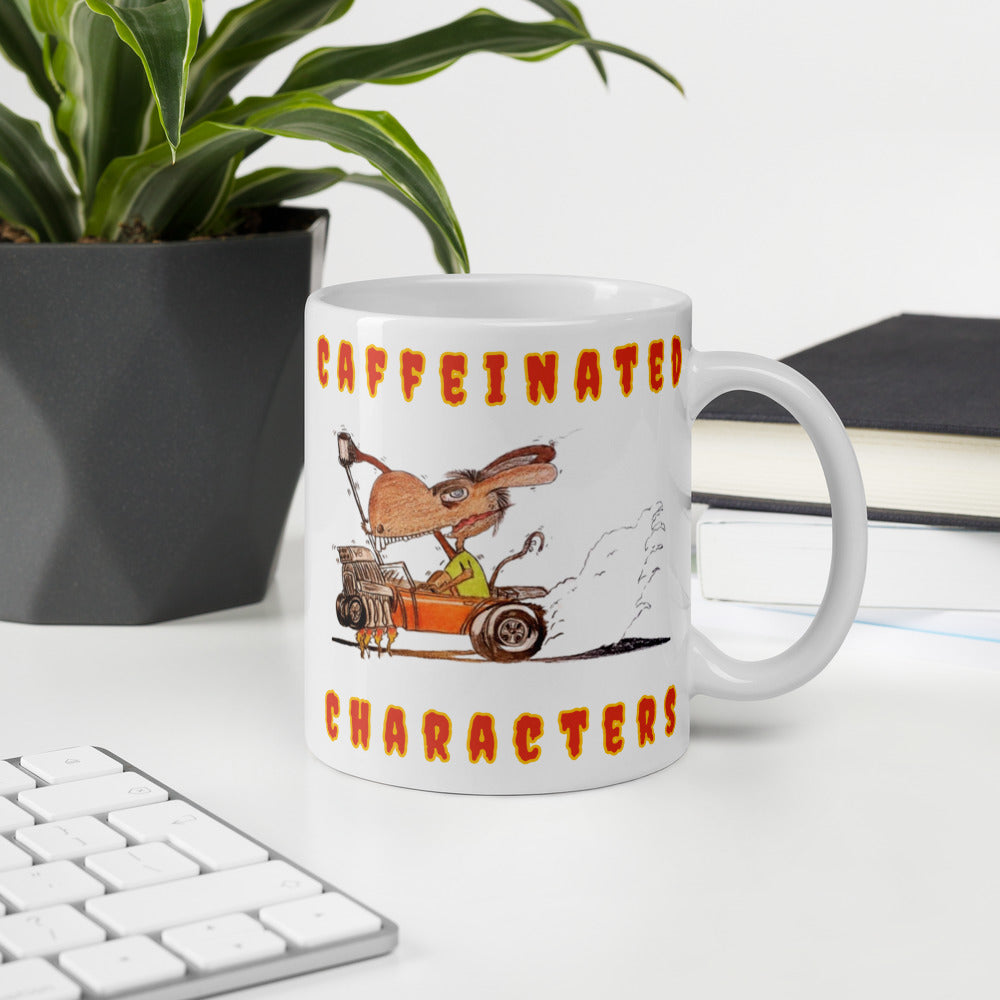 Caffeinated Characters Rat Rod White Glossy Coffee Mug, 11 oz,15 oz,20 oz