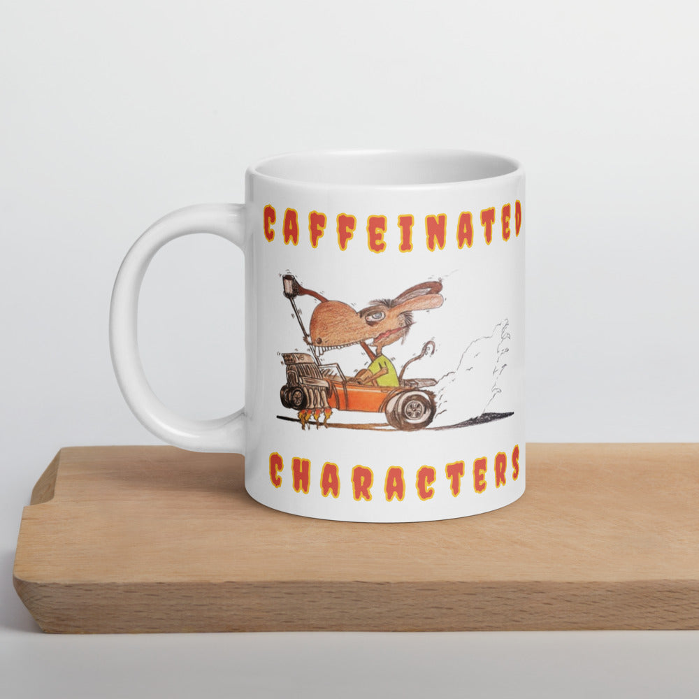 Caffeinated Characters Rat Rod White Glossy Coffee Mug, 11 oz,15 oz,20 oz