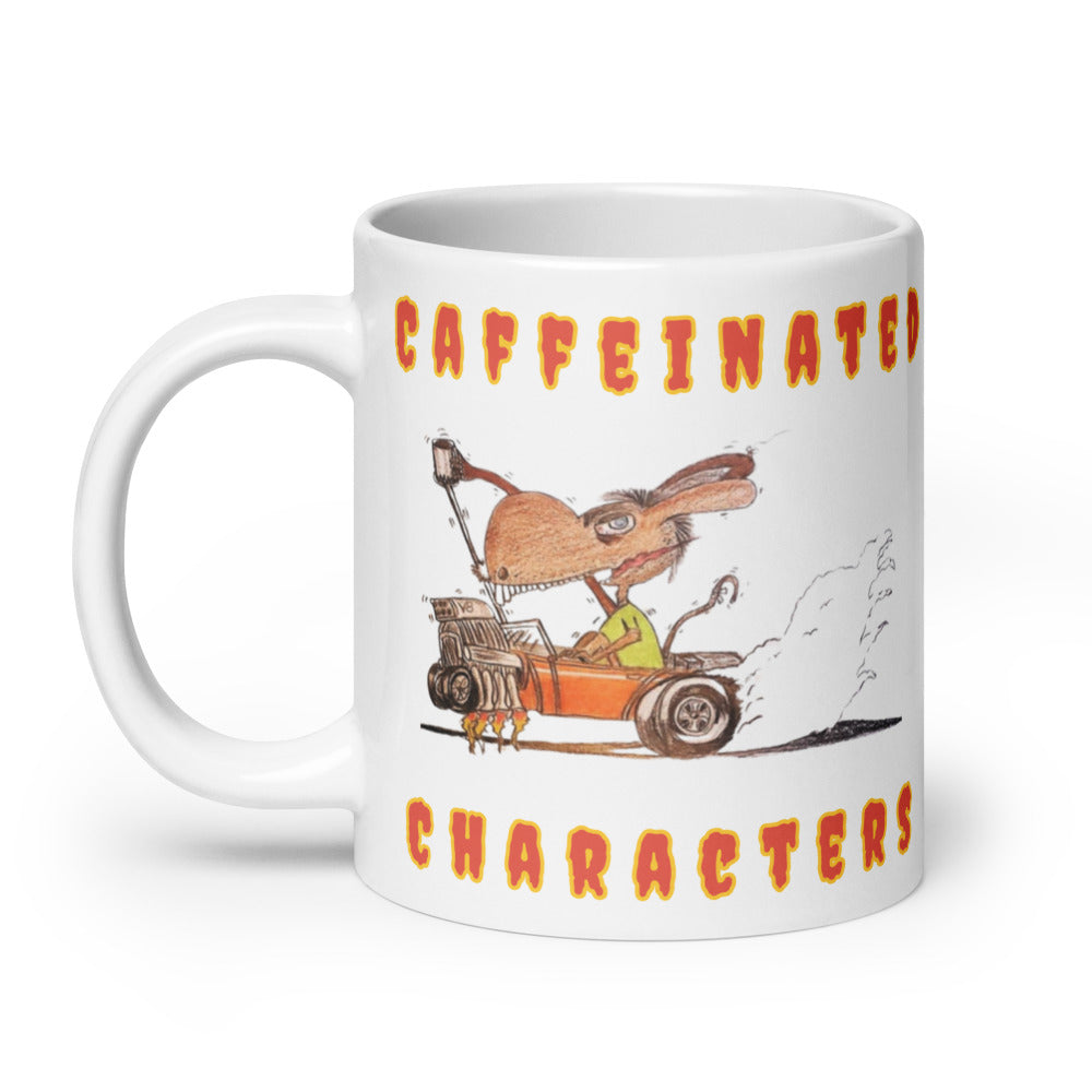 Caffeinated Characters Rat Rod White Glossy Coffee Mug, 11 oz,15 oz,20 oz