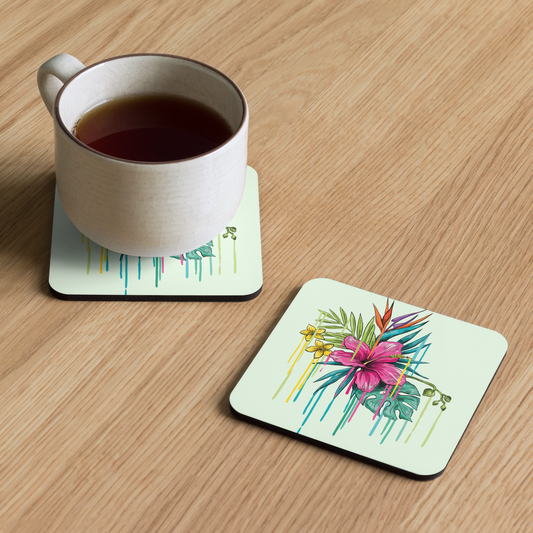 Hibiscus, cork-back coaster